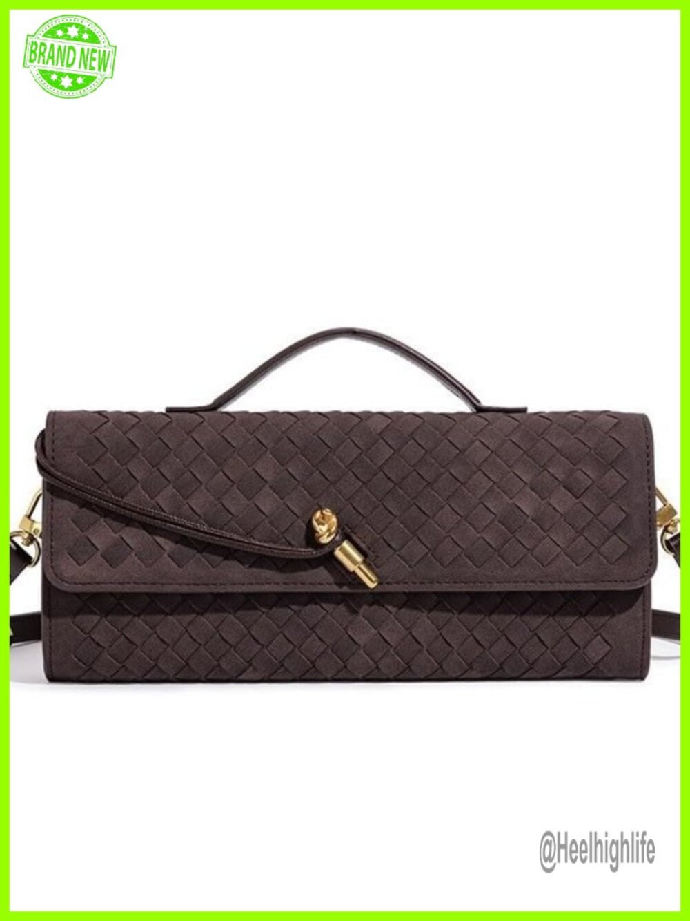 Woven Suede Evening Clutch Underarm Shoulder Crossbody Satchel